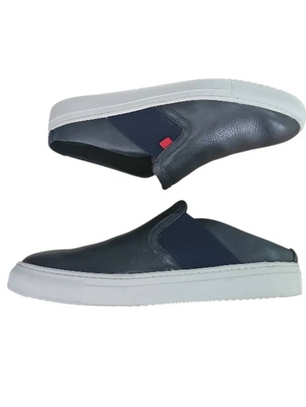 Marc Joseph NY Leather Slip On Mules Men 10.5 Navy Clogs Comfort Casual Shoes